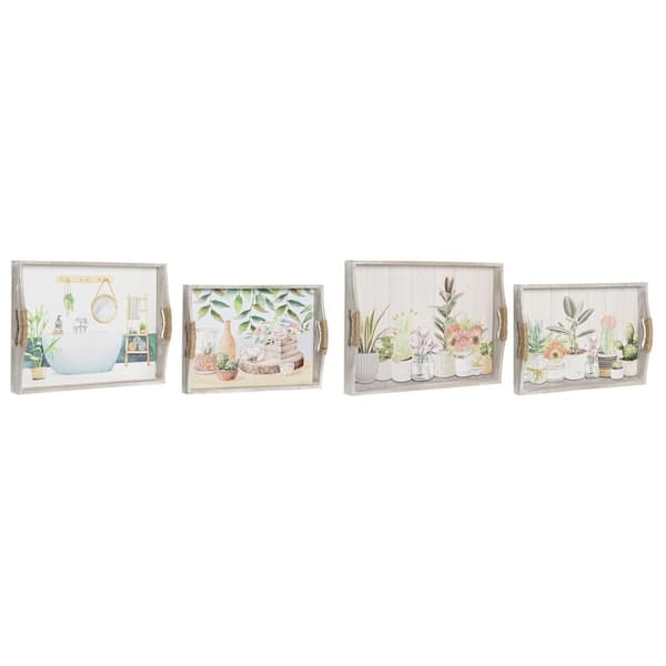 Uppsättning med Brickor DKD Home Decor 40 x 30 x 6 cm Trä MDF (2 antal)