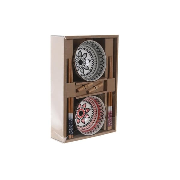 Sushiset DKD Home Decor 30 x 21 x 7 cm Multicolour Mandala Stengods Orientalisk (6 Delar)