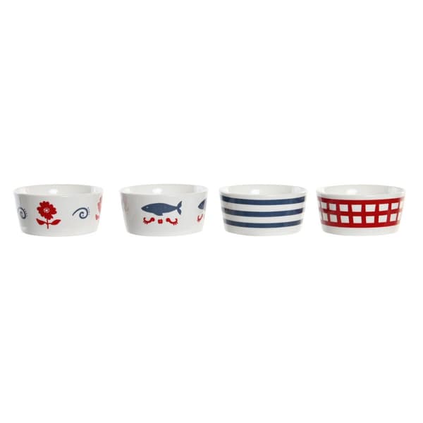 Tilltuggsset DKD Home Decor 19,7 x 19,7 x 1 cm Naturell Röd Blå Vit Stengods Medelhavs Hus