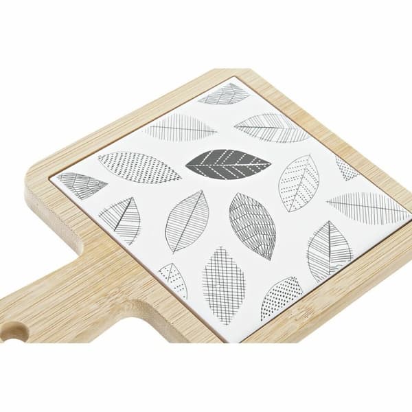 Välipalatarjotin DKD Home Decor Valkoinen/Musta Bambu Kivitavara Levyt Cottage 18 x 12 x 1 cm