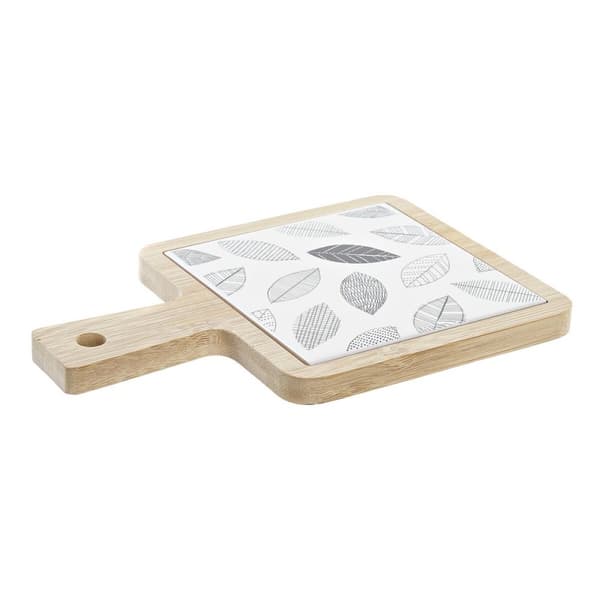 Välipalatarjotin DKD Home Decor Valkoinen/Musta Bambu Kivitavara Levyt Cottage 18 x 12 x 1 cm