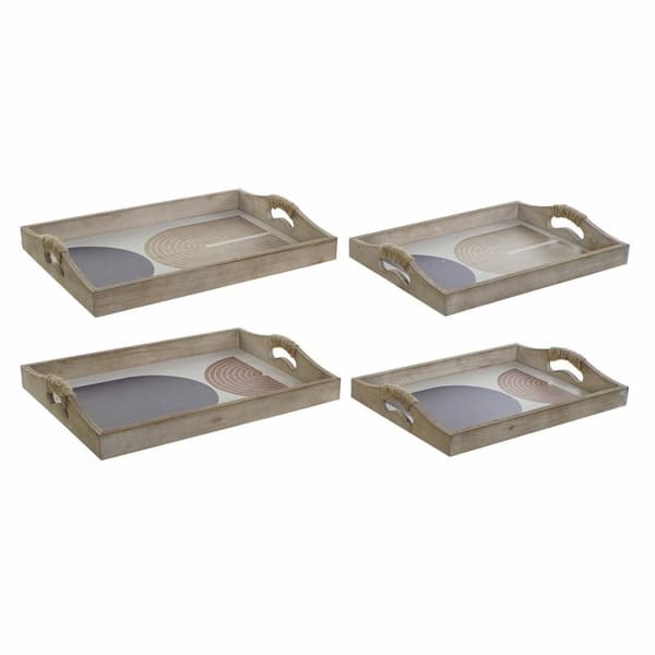 Bakke DKD Home Decor 40,6 x 30 x 6 cm Beige Blå Træ MDF (2 enheder)