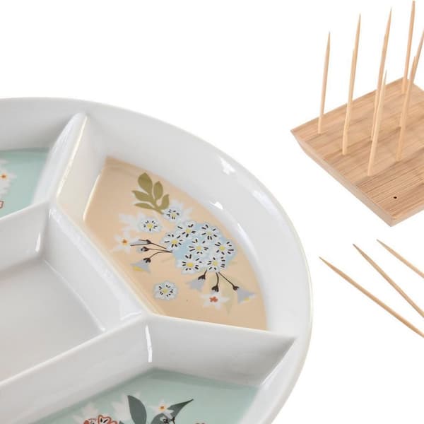 Snack bakke DKD Home Decor 23,5 x 23,5 x 3 cm Grøn Stentøj