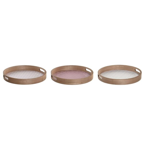 Välipalatarjotin DKD Home Decor Scandi Pinkki Valkoinen 35 x 35 x 5 cm Puu MDF (3 osaa)