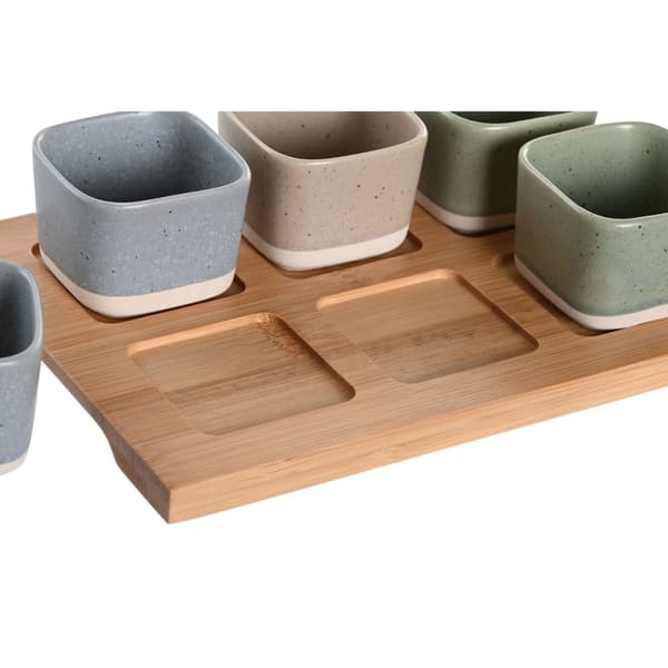 Tilltuggsset DKD Home Decor 21,6 x 15 x 1,5 cm Porslin Multicolour Bambu Skandinavisk