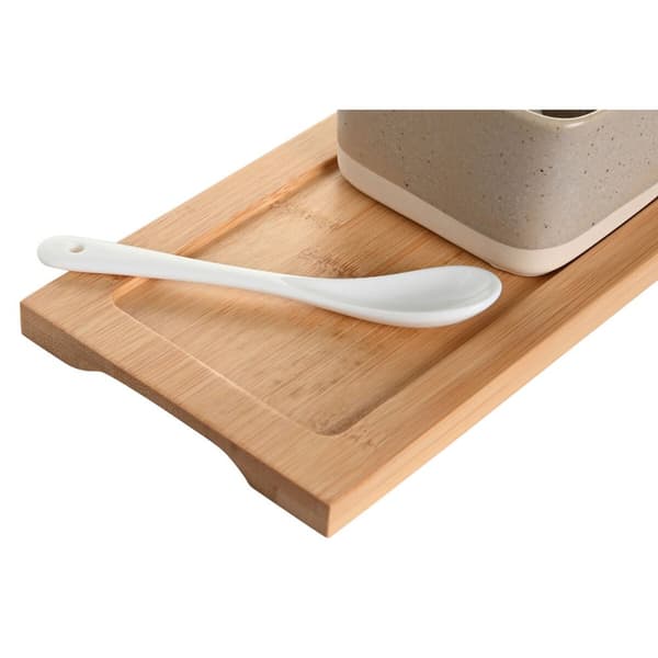 Sæt til appetizere DKD Home Decor 29 x 11,5 x 1,5 cm Porcelæn Multifarvet Bambus Skandinavisk