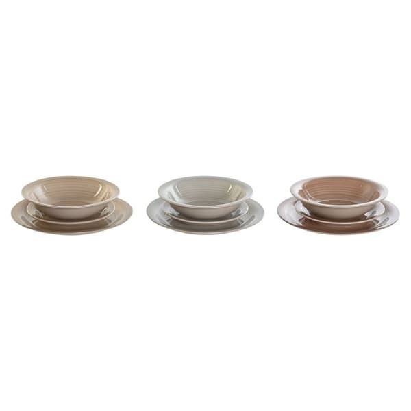 Spisestel DKD Home Decor Brun Grå Stentøj 26,5 x 26,5 x 3 cm 18 Dele