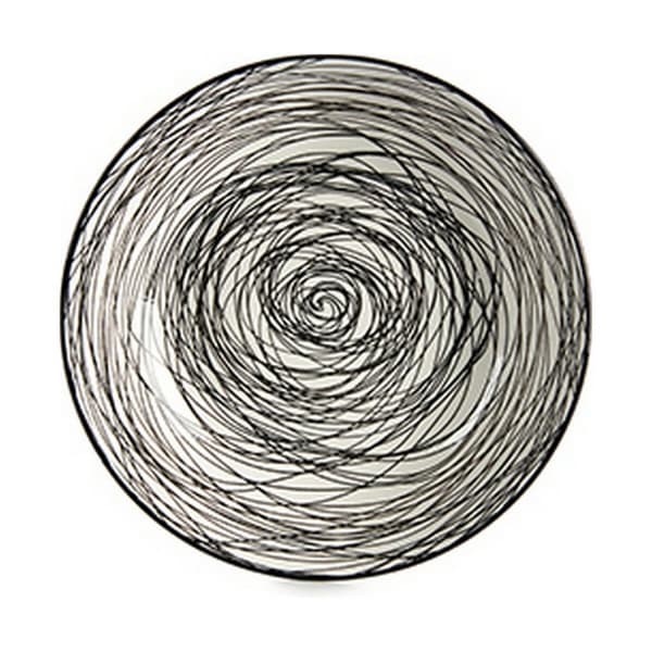Dyp plate Striper Porselen Svart Hvit 6 enheter (20 x 4,7 x 20 cm)