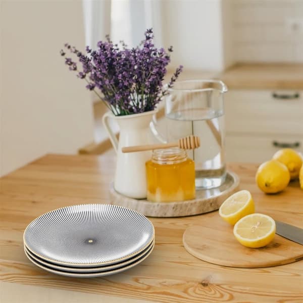 4x Porslinstallrik Platta Frukosttallrik Dessertallrik Serveringstallrik för sallad Frukt Pasta Dessert Huvudrätt och Snacks