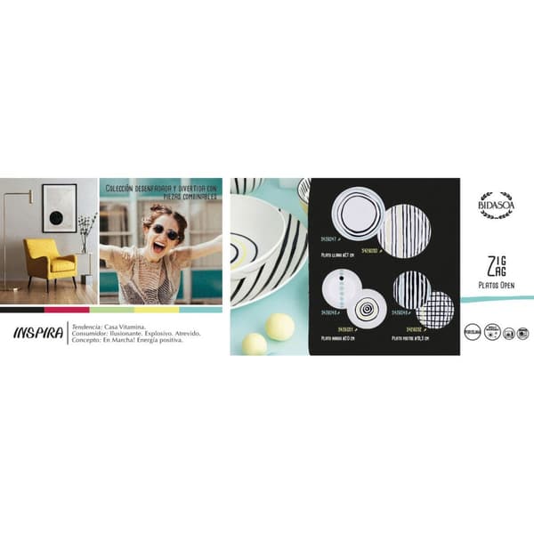 Dyp plate Bidasoa Zigzag Flerfarget Keramikk Ø 20 cm