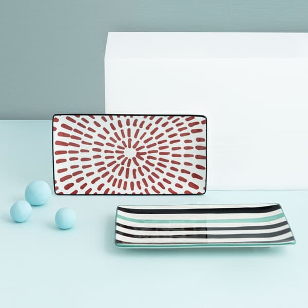 Snacksbrett Bidasoa Zigzag Rektangulær Flerfarget Keramikk 20 x 11 cm