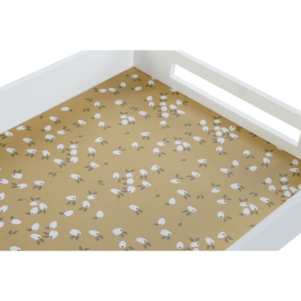 Bricka DKD Home Decor Grön Senap Mörkbrun Ljusrosa Trä MDF 40 x 30 x 5 cm (4 antal)