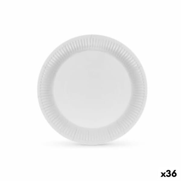 plade Algon Pap Engangsanvendelse Hvid (36 Enheder)