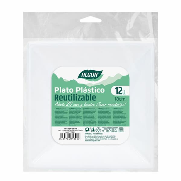 Sæt af genanvendelige tallekener Algon Firkantet Hvid Plastik 18 x 18 x 4 cm (24 enheder)