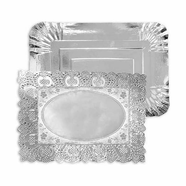 Välipalatarjotin Algon Hopeinen Suorakulmainen 25,5 x 35 x 2 cm Kertakäyttöinen (48 osaa)