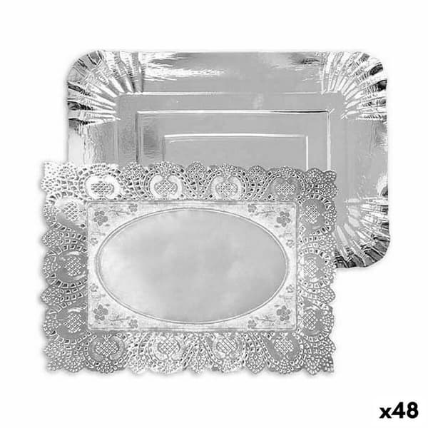 Välipalatarjotin Algon Hopeinen Suorakulmainen 23 x 29,5 x 1 cm Kertakäyttöinen (48 osaa)