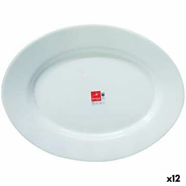 Køkkenspringvand Bormioli Toledo Hvid Glas Oval 34 x 26,5 x 1,8 cm (12 enheder)