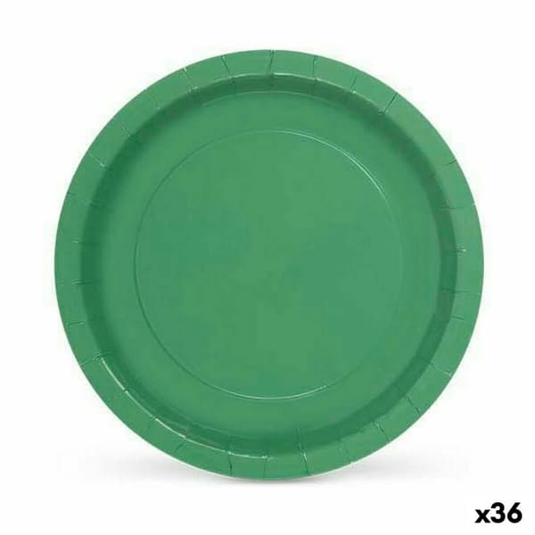 Tallriksset Algon Engångsanvändning Papp Grön 10 Delar 20 x 20 x 1,5 cm (36 antal)