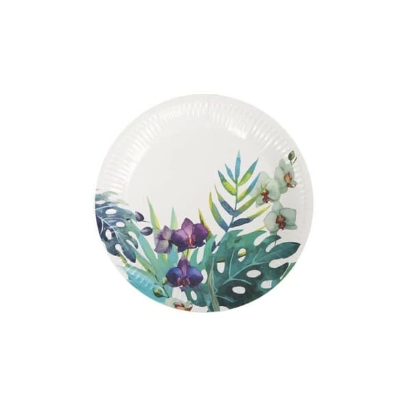 Tallriksset Algon Engångsanvändning Papp Tropiskt 12 Delar 18 cm (24 antal)