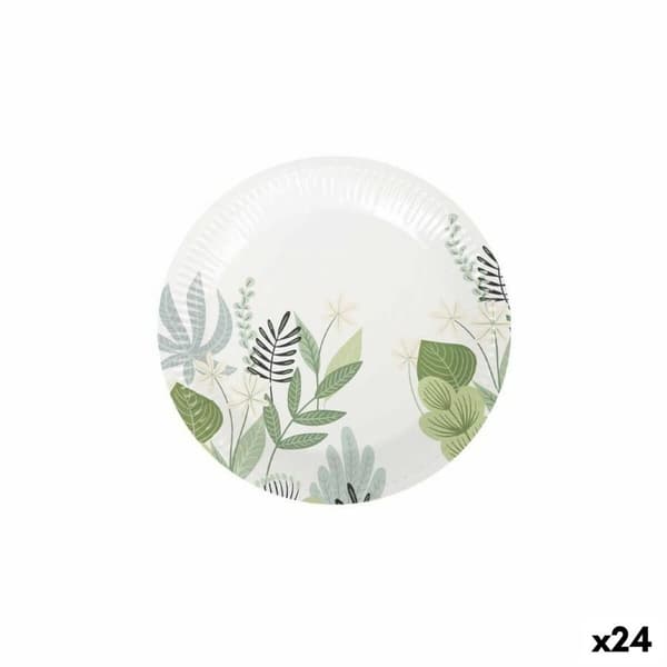 Lautassetti Algon Kertakäyttöinen Kartonki Kukka-aiheinen 12 Kappaletta 18 cm (24 osaa)