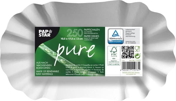 Tallrik PURE 105x175x30mm vit 250/fp