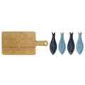 Miniatyrbild 5 av 5: Tilltuggsset Home ESPRIT Blå Grön Marinblå Bambu Porslin Medelhavs Fiskar 36 x 18 x 1,3 cm 5 Delar