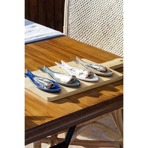 Tilltuggsset Home ESPRIT Blå Grön Marinblå Bambu Porslin Medelhavs Fiskar 36 x 18 x 1,3 cm 5 Delar
