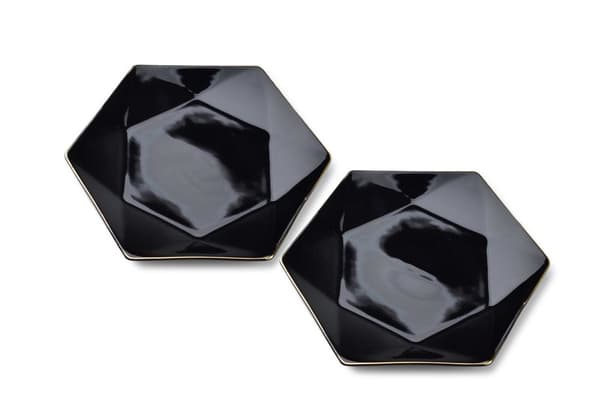 RALPH BLACK Set med 2 desserttallrikar 24,5cm x 21cm x h2cm