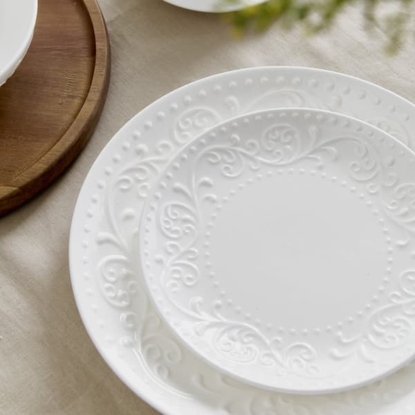 Plade | SYLIA | hvidt spisestel med ornament | 27 cm | 844008