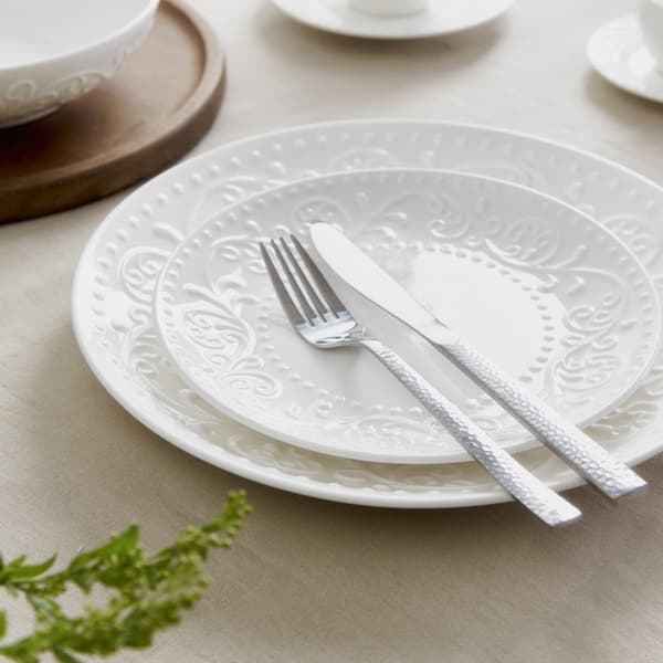 Plade | SYLIA | hvidt spisestel med ornament | 27 cm | 844008