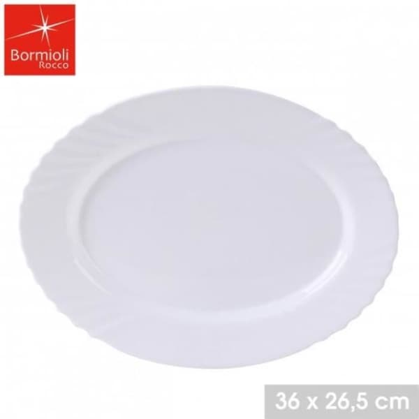 Ovalt serveringsfat 36 cm kräftdjur 1 vit fisktallrik – L.36 x B.24 x H.2 cm