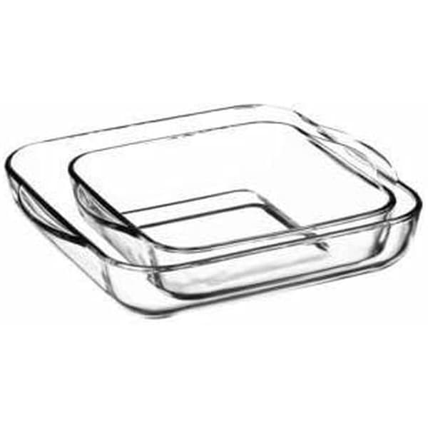 Set med Ugnsfasta Formar Pasabahce 1690037 Transparent Glas 1 L (2 Delar)