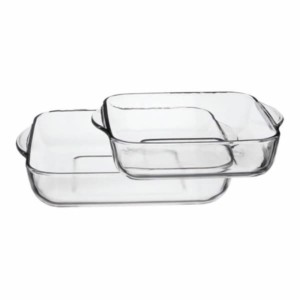 Set med Ugnsfasta Formar Pasabahce 1690037 Transparent Glas 1 L (2 Delar)