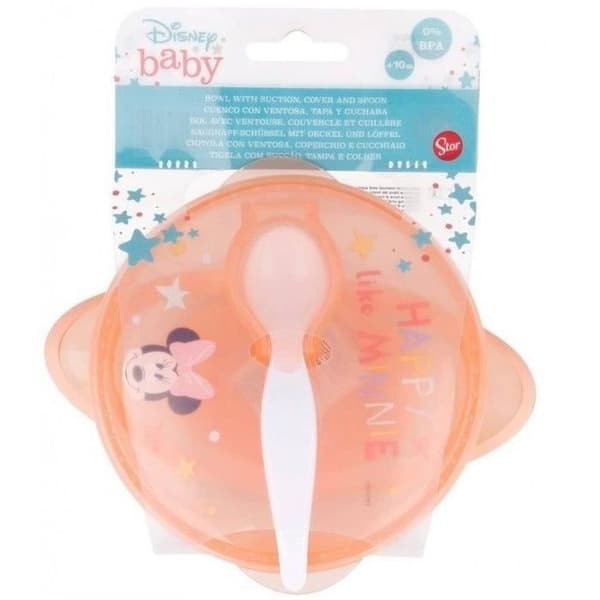 Skål med sugpropp - THERMOBABY - Anti-glid - Med lock och sked - Minnie