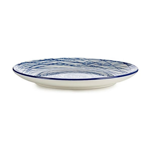 Platt skål Ränder Blå Vit Porslin 24 x 2,8 x 24 cm