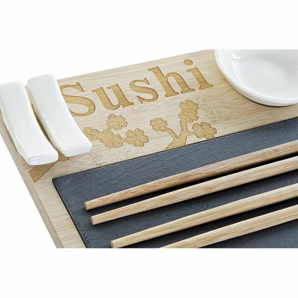 Sushiset DKD Home Decor PC-186227 Vit Svart Naturell Bambu Skiffer Modern Orientalisk 28,5 x 18,5 x 2,6 cm (9 Delar) (28,5 x 18,
