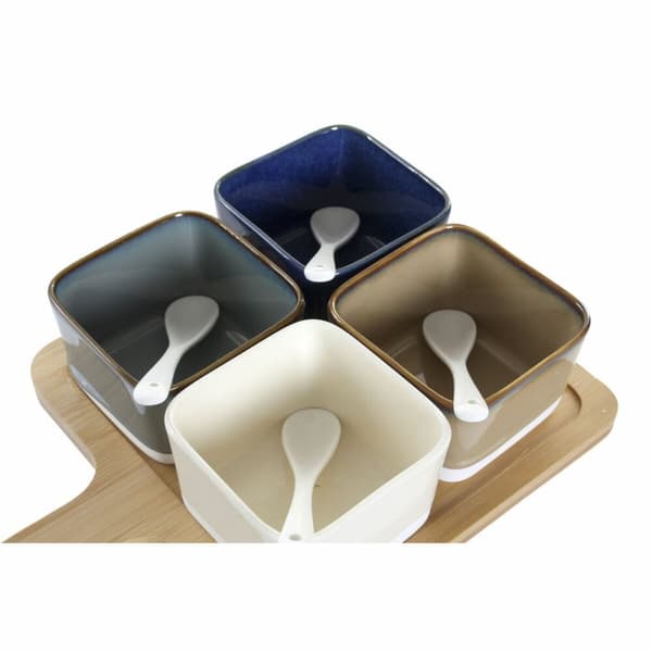 Tilltuggsset DKD Home Decor 27 x 20 x 1,3 cm Porslin Beige Blå Brun Grön Modern