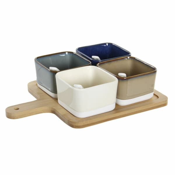 Tilltuggsset DKD Home Decor 27 x 20 x 1,3 cm Porslin Beige Blå Brun Grön Modern