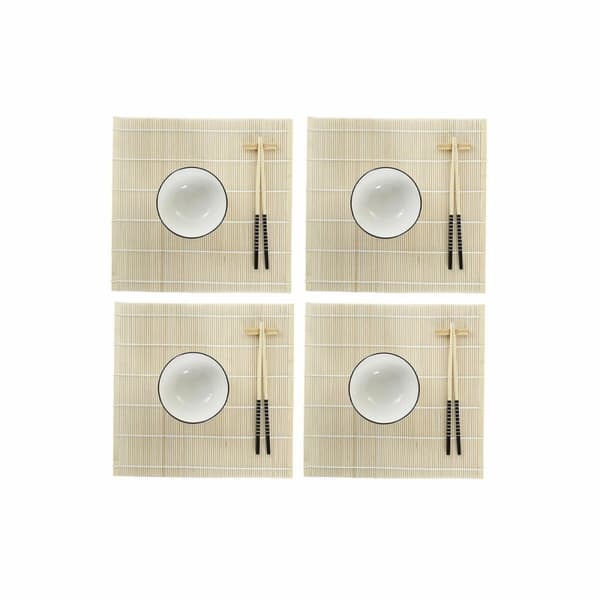Sushiset DKD Home Decor Bambu Stengods Vit Orientalisk 14,5 x 14,5 x 31 cm (16 Delar)