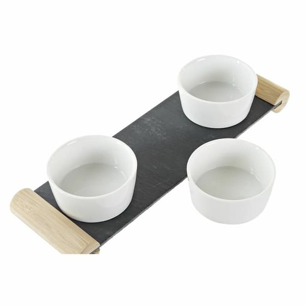 Snacksbricka DKD Home Decor Vit Svart Stengods Skiffer 33 x 10 x 5,8 cm