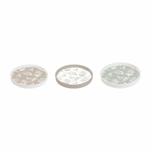 Bricka DKD Home Decor Beige Brun Terrakota n Vit Grön 35 x 35 x 5 cm Trä MDF 40 x 30 x 5 cm (3 Delar)