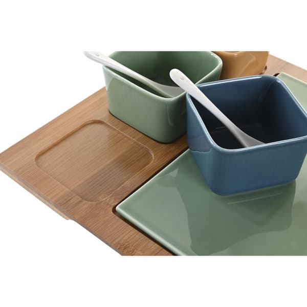 Tilltuggsset DKD Home Decor Porslin Multicolour Bambu 8 Delar (30 x 30 x 6 cm)