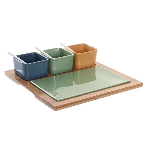 Tilltuggsset DKD Home Decor Porslin Multicolour Bambu 8 Delar (30 x 30 x 6 cm)