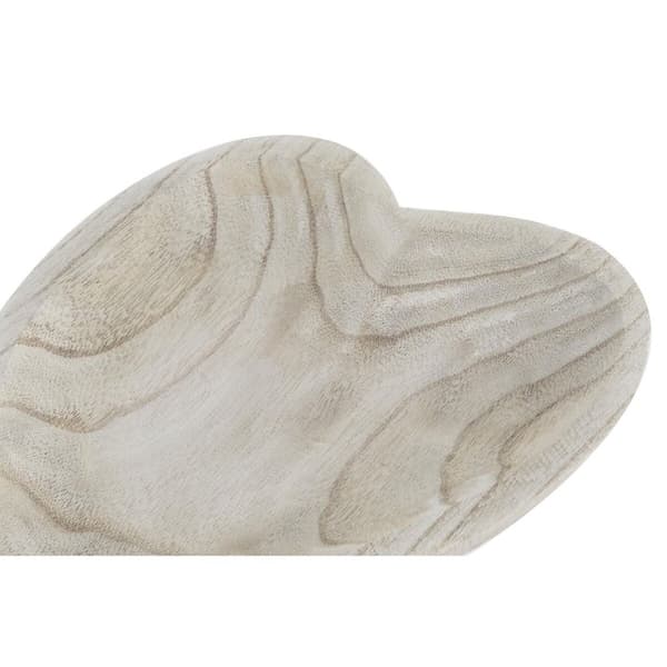 Snacksbricka DKD Home Decor Ljusbrun Naturell Hjärta Tropiskt 35 x 24 x 4 cm