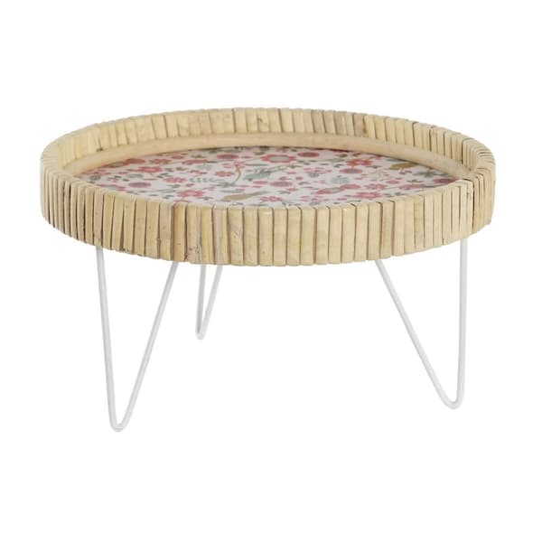 Snacksbricka DKD Home Decor 26 x 26 x 14,5 cm Naturell Metall Trä MDF Shabby Chic