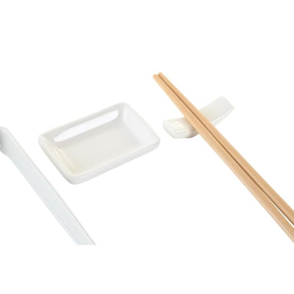 Sushiset DKD Home Decor 24 x 7 x 2 cm Naturell Vit Stengods Orientalisk