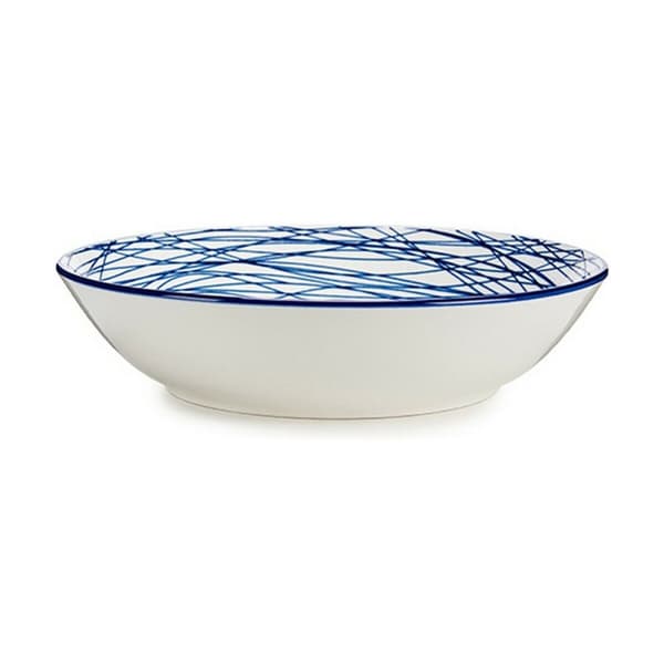 Djup tallrik Ränder Porslin Blå Vit 6 antal (20 x 4,7 x 20 cm)