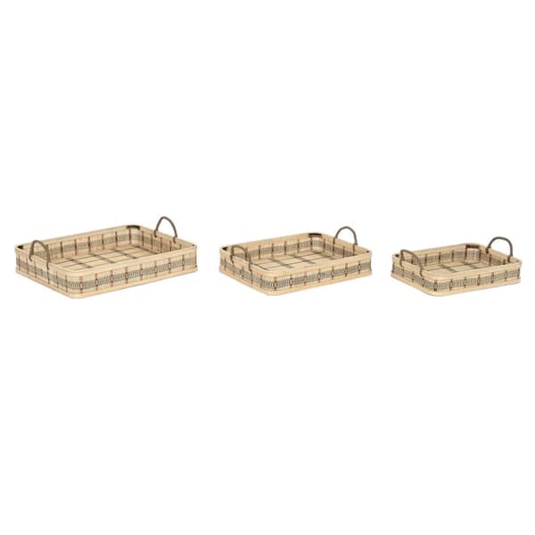 Uppsättning med Brickor DKD Home Decor Ljusbrun Bambu 54 x 43 x 9 cm (3 antal) (2 antal)