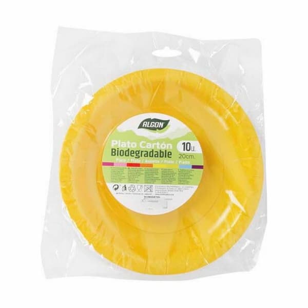 Tallriksset Algon Engångsanvändning 20 cm Papp Gul 10 Delar (36 antal)
