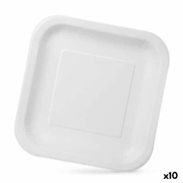 Tallriksset Algon Engångsanvändning Vit Papp 23 x 23 x 1,5 cm (10 antal)